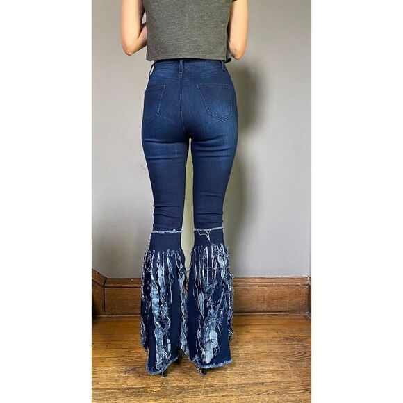 Bell Bottom Jeans Distressed Flared 1970s 70s Hippie - Size Small - Picture 3 of 5